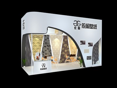 21平米展臺設計制作：二面開口/現(xiàn)代/木質結構/白色，為建材展展商而作（免費使用）