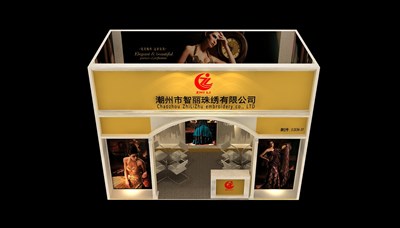 18平米展臺設(shè)計制作：一面開口/現(xiàn)代/木質(zhì)結(jié)構(gòu)/黃色，為服裝展展商而作（免費使用）