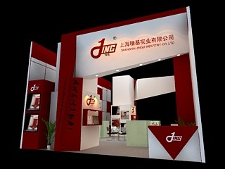 72平米展臺(tái)設(shè)計(jì)制作：二面開口/現(xiàn)代/木質(zhì)結(jié)構(gòu)/紅色，為汽配展展商而作（免費(fèi)使用）