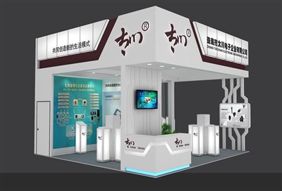 36平米展臺設(shè)計制作：三面開口/現(xiàn)代/木質(zhì)結(jié)構(gòu)/白色，為安防展展商而作（免費(fèi)使用）