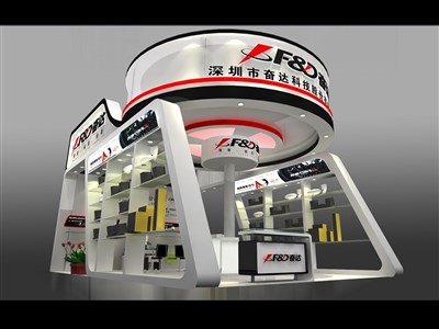 54平米展臺(tái)設(shè)計(jì)制作：二面開口/現(xiàn)代/木質(zhì)結(jié)構(gòu)/白色，為安防展展商而作（免費(fèi)使用）