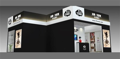 81平米展臺設(shè)計制作：一面開口/現(xiàn)代/木質(zhì)結(jié)構(gòu)/黑色，為建材展展商而作（免費使用）