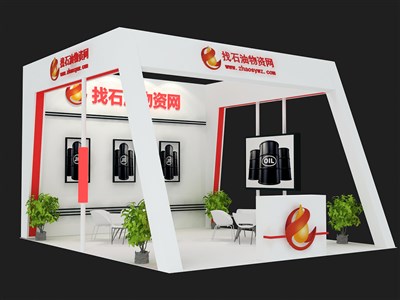 42平米展臺設計制作：三面開口/現(xiàn)代/木質結構/白色，為能源展展商而作（免費使用）